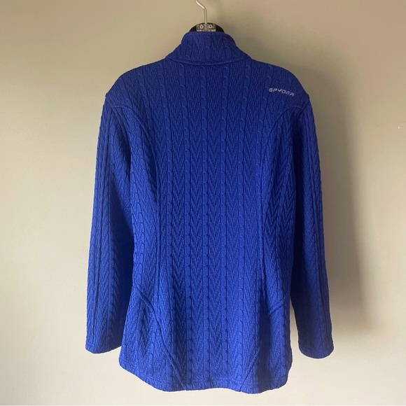 Spyder Blue Textured Knit Full Front Zip Seeater/Jacket - XL - Picture 6 of 13